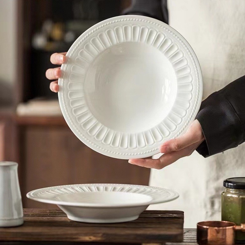 จานก้นลึก ลายกลีบดอกทานตะวัน ขนาด 8.5นิ้ว ใช้สำหรับใส่อาหาร