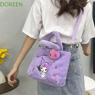 Doreen กระเป๋าถือ กระเป๋าสะพายข้าง ผ้ากํามะหยี่ขนนิ่ม ลายแมว Cinnamoroll Melody KT Kuromi ขนาดเล็ก น่ารัก เหมาะกับกลางแจ้ง สําหรับผู้หญิง