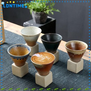 Lontime แก้วกาแฟเซรามิค ทรงกรวย สไตล์เรโทร พร้อมฐานดึง ของขวัญ สําหรับบ้าน