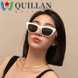 Quillan แว่นกันแดด ตาแมว แบรนด์หรู วินเทจ พิมพ์ลายเสือดาว กรอบสี่เหลี่ยม สีดํา แว่นตากันแดดผู้หญิง