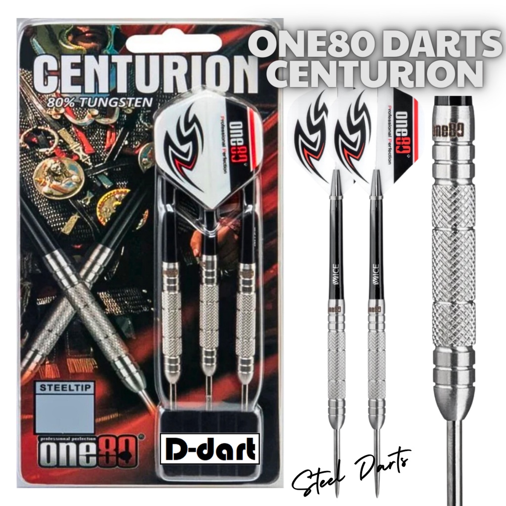 ONE80 STEEL TIP DARTS - 19G/21G/23G CENTURION 80% VHD TUNGSTEN KNURLED STEEL DARTS (ARROW DART)