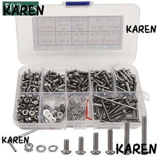 Karen สกรู M3 สเตนเลส 304 6 ขนาด พร้อมประแจ 6 8 10 12 16 20 มม. 500 ชิ้น