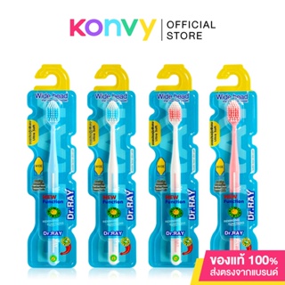 Dr.ray Toothbrush Wide head D1 1pcs [Random Colors] แปรงสีฟัน หัวแปรงขนาดกว้าง.