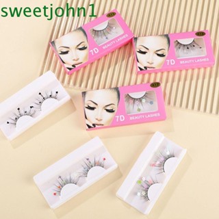 Sweetjohn ขนตาปลอม 3D 7D แบบหนา ประดับเลื่อม สําหรับแต่งหน้า