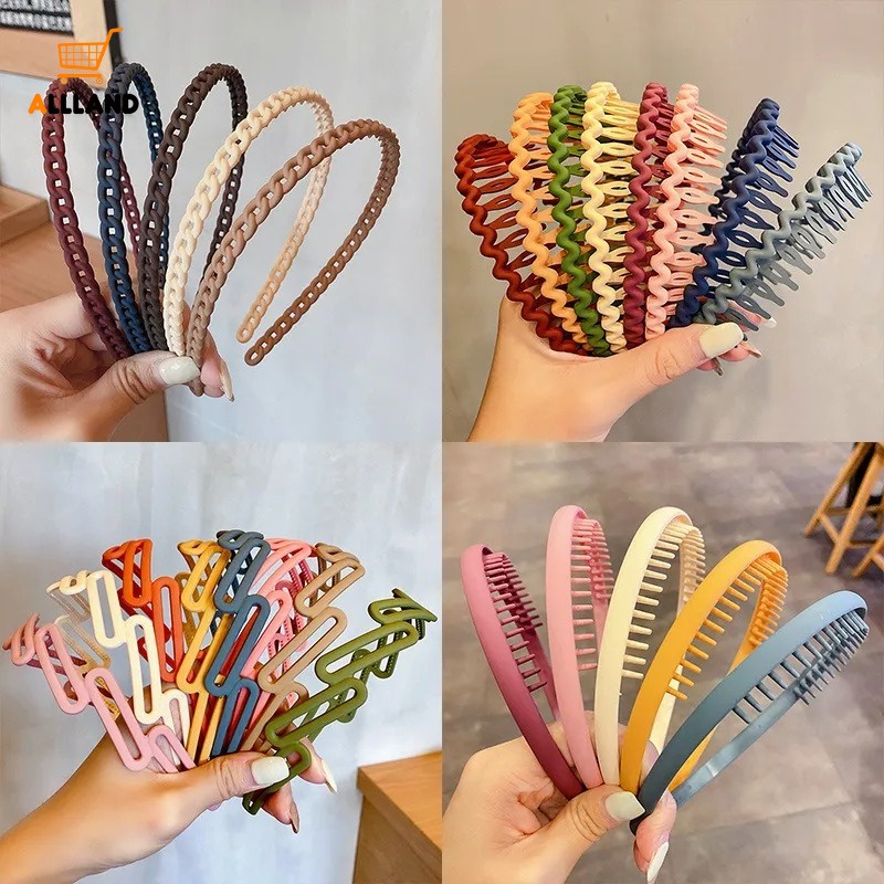 ที่คาดผมสีพื้น หวีกันลื่นทรงสปอร์ต เครื่องประดับผมเด็กผู้หญิง สําหรับล้างหน้าและออกกําลังกาย