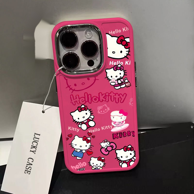 เคสโทรศัพท์มือถือ กันกระแทก ลายการ์ตูนคิตตี้น่ารัก สําหรับ iPhone 11pronmax 12 13 14 15pro max xr 7 8 plus xs max 12pro 13promax 14promax
