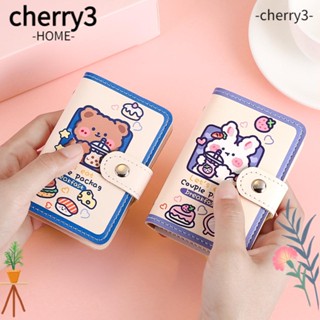 Cherry3 กระเป๋าใส่บัตรเครดิต หนังสือเดินทาง หนัง PU พิมพ์ลายการ์ตูน หลายตําแหน่ง สไตล์นักธุรกิจ สําหรับผู้หญิง