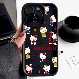 เคสโทรศัพท์มือถือ กันกระแทก ลายการ์ตูนคิตตี้น่ารัก สําหรับ iPhone 11 12 13 14 15 pro max 11promax 14promax 15promax 13promax 7plus 8plus xr xsmax 14plus