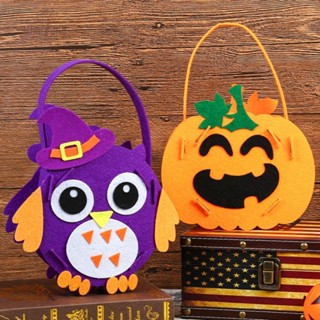 Shanrong halloween กระเป๋าถือ ลายนกฮูก เทศกาลฮาโลวีน แบบพกพา DIY สําหรับเด็ก