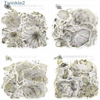 Twinkle สติกเกอร์ PET ลายดอกไม้ สีขาว แวววาว สําหรับตกแต่งสมุดภาพ DIY