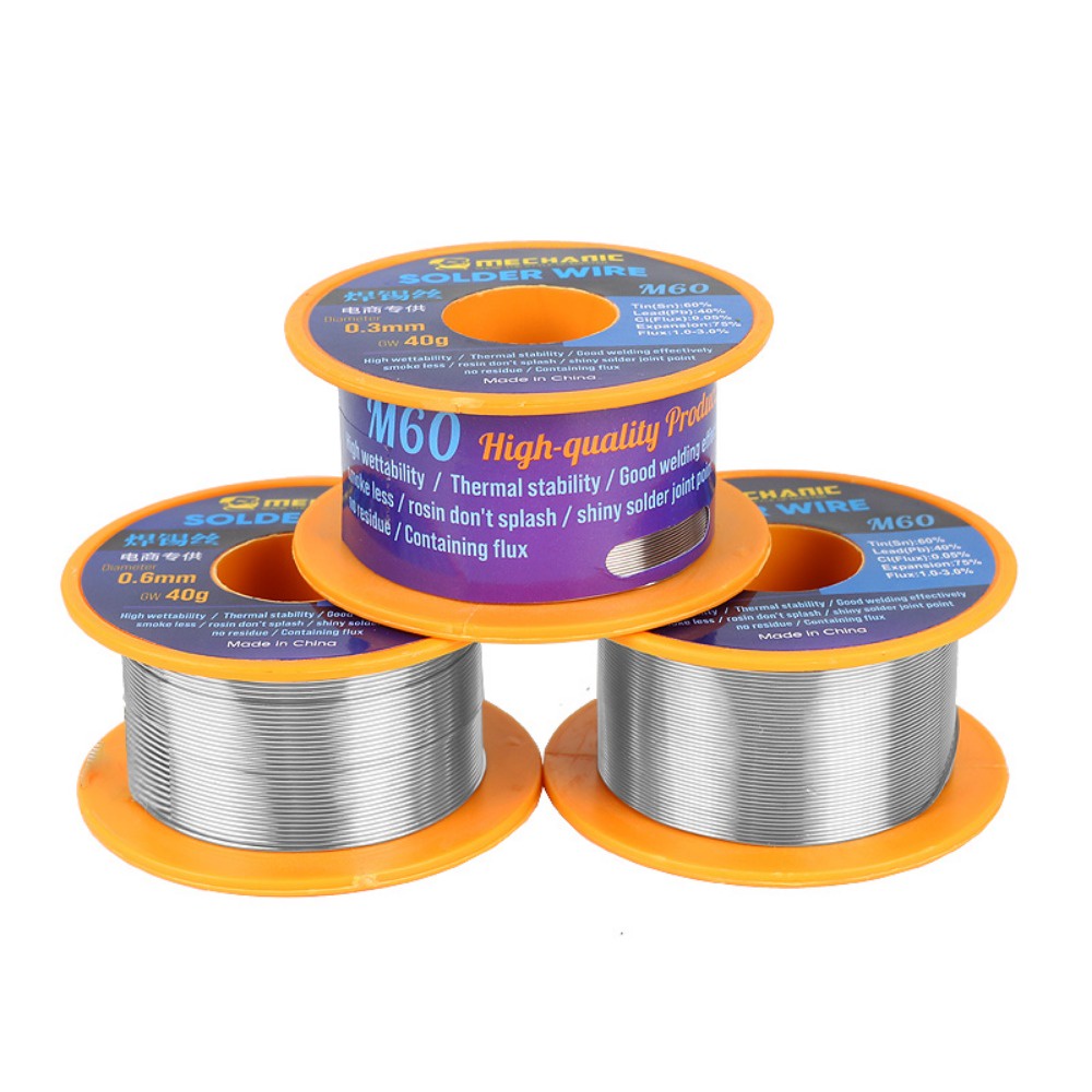ลวดเชื่อมบัดกรี MECHANIC M60 40 กรัม 0.3 0.4 0.5 0.6 0.8 มม. ความบริสุทธิ์สูง