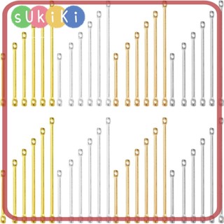 Sukiki ตัวเชื่อมต่อบาร์ทองเหลือง สีเงิน สําหรับทําเครื่องประดับ ต่างหู