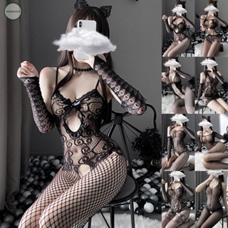 GORGEOUS~Jumpsuits Women Lace Sleepwear Wear Resistance Black Bodystocking Bodysuit