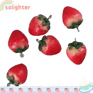 SOLIGHTER จี้ลูกปัดสตรอเบอร์รี่ 3D ขนาด 18x27 มม. สีแดง สําหรับทําเครื่องประดับ งานฝีมือ 20 ชิ้น