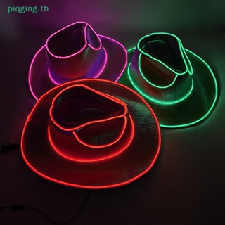 Piqging Disco หมวกนีออน มีไฟ Led เรืองแสง สไตล์คาวบอย ตะวันตก สําหรับเจ้าสาว