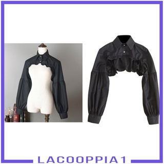 [Lacooppia1] เสื้อเบลาส์ครึ่งแขน ผ้าฝ้าย คอปกปลอม ถอดออกได้ หรูหรา สําหรับผู้หญิง