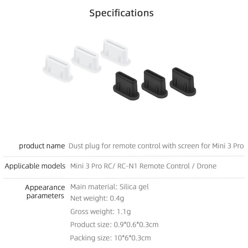 Type-C ปลั๊กฝุ่นสําหรับ DJI Mini 3 Pro Body รีโมทคอนโทรลชาร์จอินเทอร์เฟซซิลิโคนปลั๊กฝุ่นฝาครอบ RC-N1/DJI RC อุปกรณ์เสริม