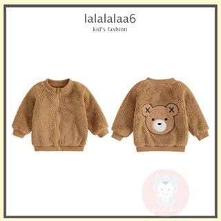 Laa6 เสื้อโค้ทแขนยาว ปักลายหมี มีซิป แฟชั่นฤดูหนาว สําหรับเด็กผู้หญิง