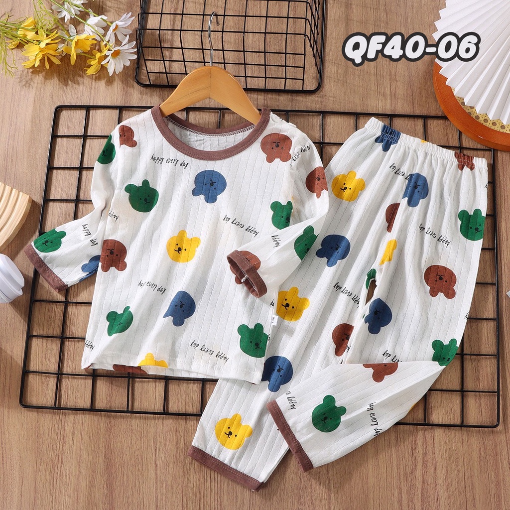 ชุดนอนแขนยาว+กางเกงขายาว พิมพ์ลายน่ารัก เสื้อผ้าที่เด็กสวมใส่ สบาย เนื้อผ้านุ่มนิ่ม - รูปที่ 5