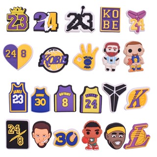 Jibbitz หมีน่ารัก 10 ชิ้น Kobe Bryant Jibits สําหรับ Croc Pin James รองเท้า Charms บาสเก็ตบอล Croc Jibbits สําหรับผู้ชาย อุปกรณ์เสริมตกแต่งรองเท้า