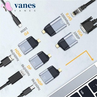 Vanes1 อะแดปเตอร์แปลงสายเคเบิล USB Type C Type C เป็น HDMI RJ45 100W ขนาดเล็ก แบบพกพา สําหรับโทรศัพท์ PC แล็ปท็อป PD