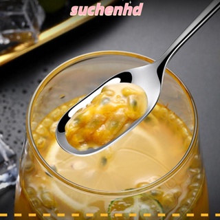 Suchenhd ช้อนกาแฟ ไอศกรีม ชานม น้ําผึ้ง ค็อกเทล ขนมหวาน สเตนเลส ด้ามจับยาว 8 นิ้ว ทําความสะอาดง่าย ทนทาน 6 ชิ้น