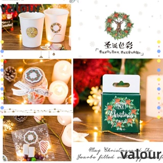 Valour สติกเกอร์ ลาย Merry Christmas สําหรับตกแต่งสมุดภาพ การ์ดอวยพร DIY 45 ชิ้น ต่อกล่อง