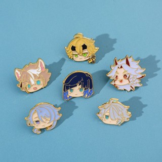 New Genshin Impact Metal Badge Q Version Small Headed Characters Surrounding Genshin Impact Brooch Elhassen Shenli Lingren Yelan
