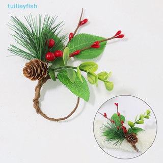 【tuilieyfish】แหวน Pvc รูปผลไม้ ใบสน สีแดง สีเขียว สําหรับตกแต่งคริสต์มาส【IH】