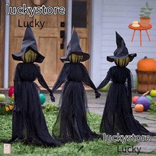 Lucky แม่มด แบบมีไฟ น่ากลัว ขนาดใหญ่ สีดํา สําหรับกรีดร้องมือ แม่มด น่าขนลุก กลางแจ้ง