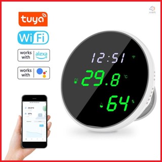 Tuya Wifi Temperature Humidity Sensor for Home Monitoring and Control - Compatible with Alexa and Google Home