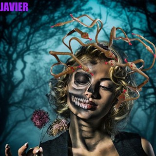 Javier ที่คาดผม PVC รูปงูตลก สีดํา สําหรับปาร์ตี้ฮาโลวีน