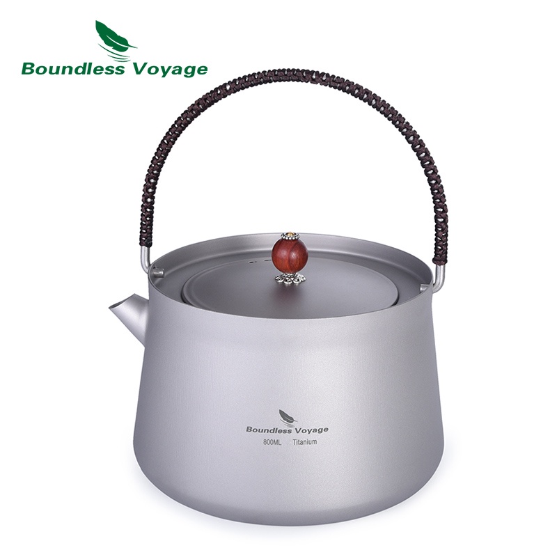Boundless Voyage- Ultralight Outdoor800ml Titanium Camping Kettle | ที่กรองชาในตัว | เหยือกน้ําอเนกป