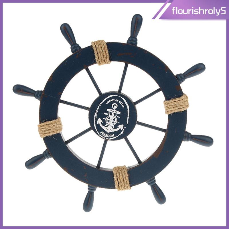 [Flourishroly5] พวงมาลัยเรือไม้ 11 นิ้ว สีน้ําเงินเข้ม สําหรับตกแต่งผนังห้องนอน
