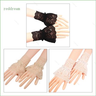 Redd กําไลข้อมือถักโครเชต์ ลูกไม้ ลายดอกไม้ กลวง ถอดออกได้ สีแดง