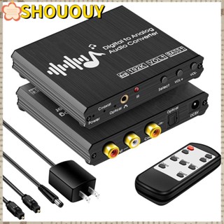 Shououy ตัวแปลงเสียงดิจิทัล เป็นอะนาล็อก พร้อมตัวแปลงเสียงเบส 92KHz DAC สีดํา พร้อมรีโมตคอนโทรล ออปติคอล โคแอกเชียล อินพุต หูฟัง DVD AppleTV