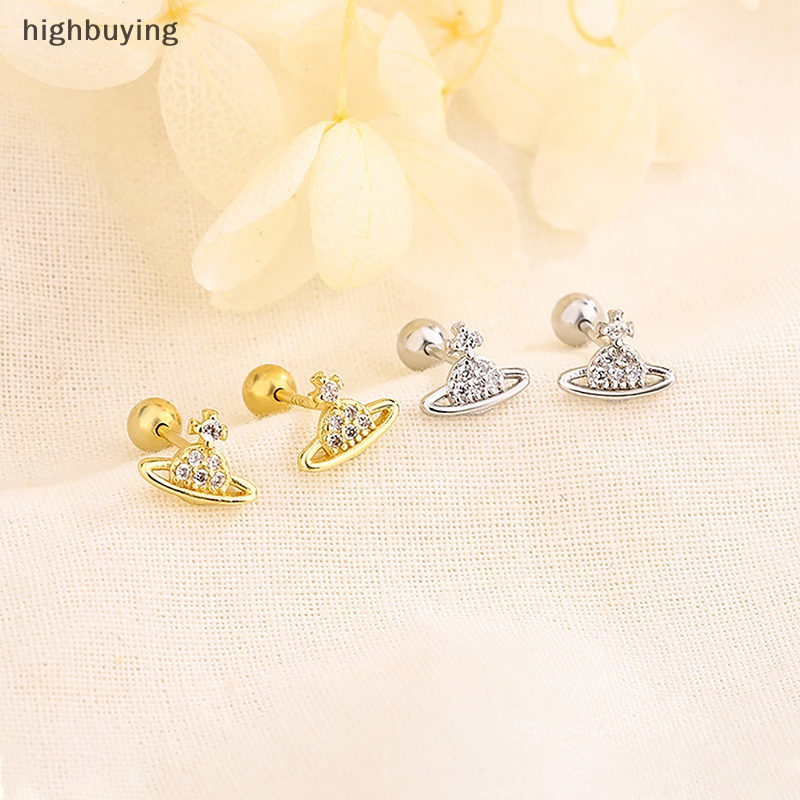 [highbuying] 1 คู่ คริสตัลเพทาย ต่างหูสตั๊ด ดาวเคราะห์ สําหรับผู้หญิง บุคลิกภาพ สกรู ต่างหูกระดูกอ่อน กระดูกอ่อน เกลียว เครื่องประดับใหม่ พร้อมส่ง