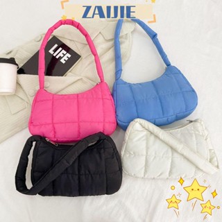 Zaijie24 กระเป๋าถือ กระเป๋าสะพายไหล่ สีพื้น สําหรับสตรี