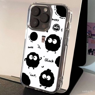 เคสโทรศัพท์มือถือแบบนิ่ม ใส กันกระแทก ลายการ์ตูนน่ารัก สีดํา สําหรับ iPhone 15promax 14promax 15 14 13 12 11 pro max 13promax xr xsmax 7 8 plus 14plus 13pro