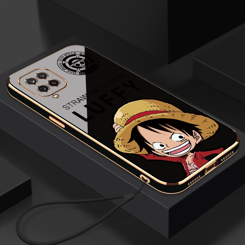 เคสโทรศัพท์มือถือ ซิลิโคน ลาย LUFFY พร้อมสายคล้อง สําหรับ Samsung A12 A22 4G A22 5G M33 M42 M32 4G