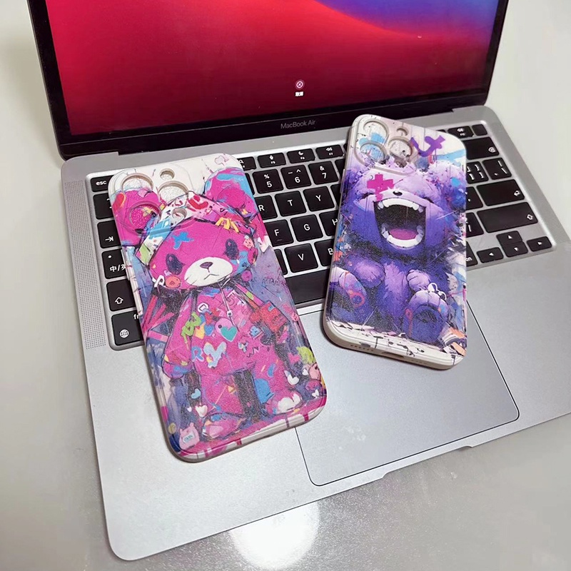 เคส OPPO A17 A16 A15 A15S A3S A5S A7 A12 A5 2020 A9 2020 A31 A53 A33 A12E A55 4G A76 A96 4G YT2325A เคสโทรศัพท์ซิลิโคน แบบนิ่ม ลายหมี กันกระแทก สําหรับ