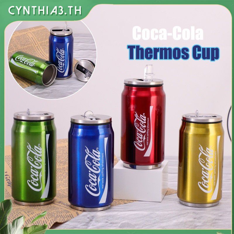 Coca-Cola Design แก้วสำนักงานแก้วสแตนเลสพร้อม Strawcoffee แก้วน้ำขวดของขวัญ 200 ml/350 ml Cynthia