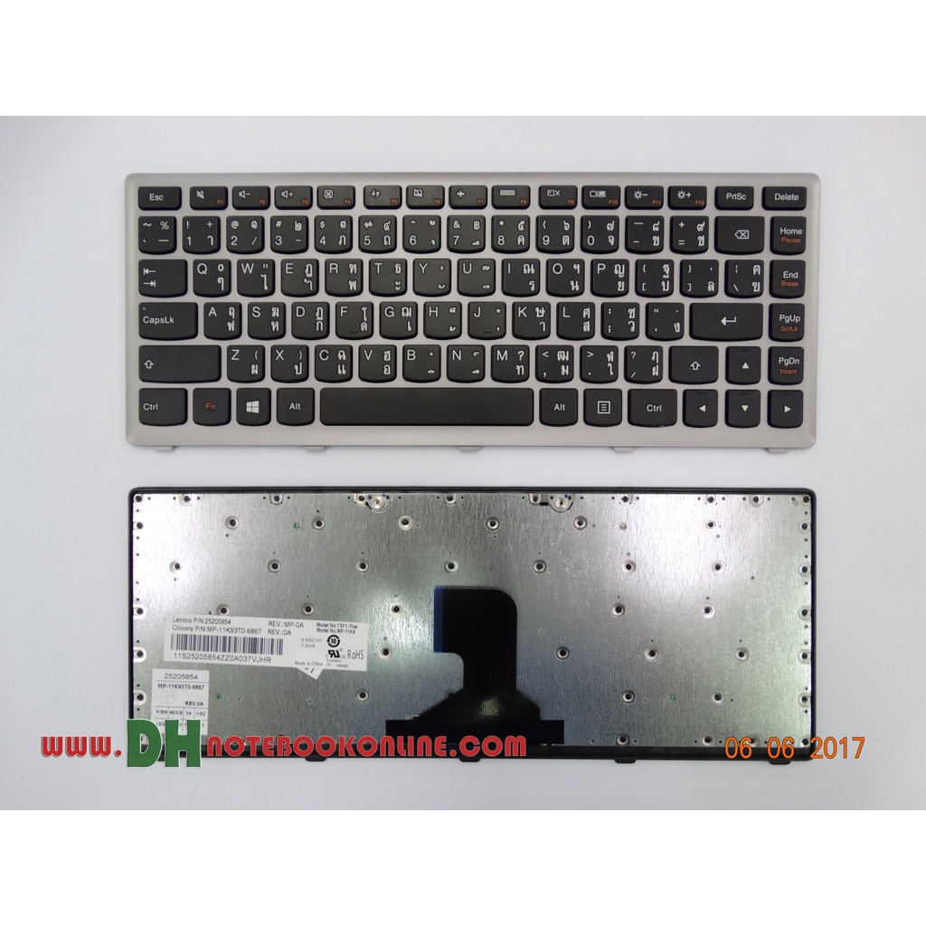 แป้นพิมพ์ คีย์บอร์ดโน๊ตบุ๊ค LENOVO Z400 Z400A P400 Z410 Z400T Z400P Laptop Keyboard TH-ENG