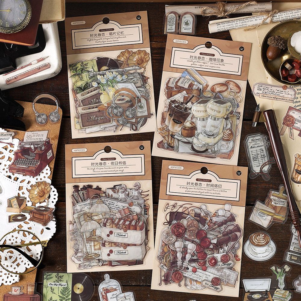 Enwei สติกเกอร์กระดาษ กันน้ํา สําหรับตกแต่งสมุดภาพ 40 ชิ้น