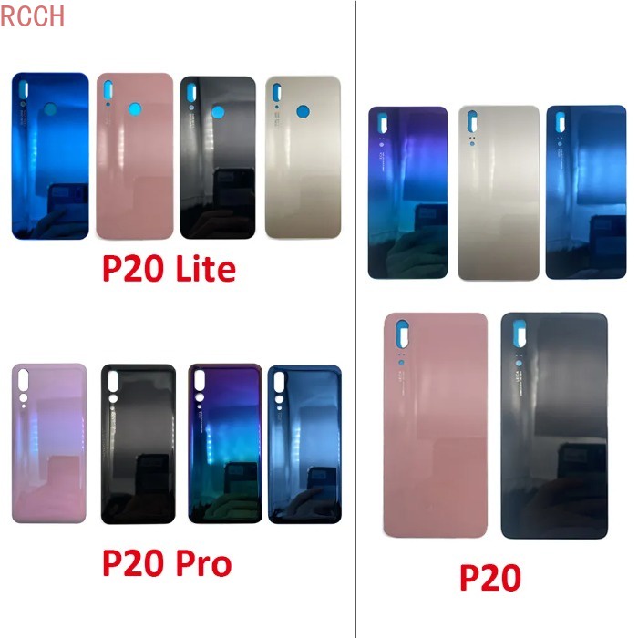 สําหรับ Huawei P20 / P20 Pro / P20 Lite แบตเตอรี่ ฝาหลัง เคสกระจก ด้านหลัง ประตู เปลี่ยนได้ พร้อมกาว พร้อมโลโก้