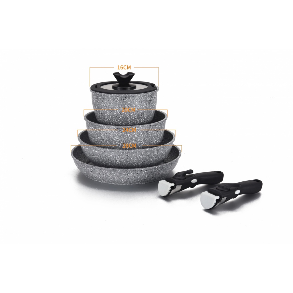 GlobalHouse KOCH KITCHEN ชุดหม้อกระทะ 5 ชิ้น (พร้อมด้ามจับถอดได้ 2 ชิ้น) DUZZ สินค้าของแท้คุณภาพดี