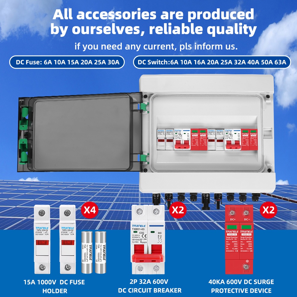 กล่องฟิวส์ไฟกระชาก PV พลังงานแสงอาทิตย์ 2 อินพุต 2 ออก 2 DC 600V MCB SPD กันน้ํา IP65 - รูปที่ 2