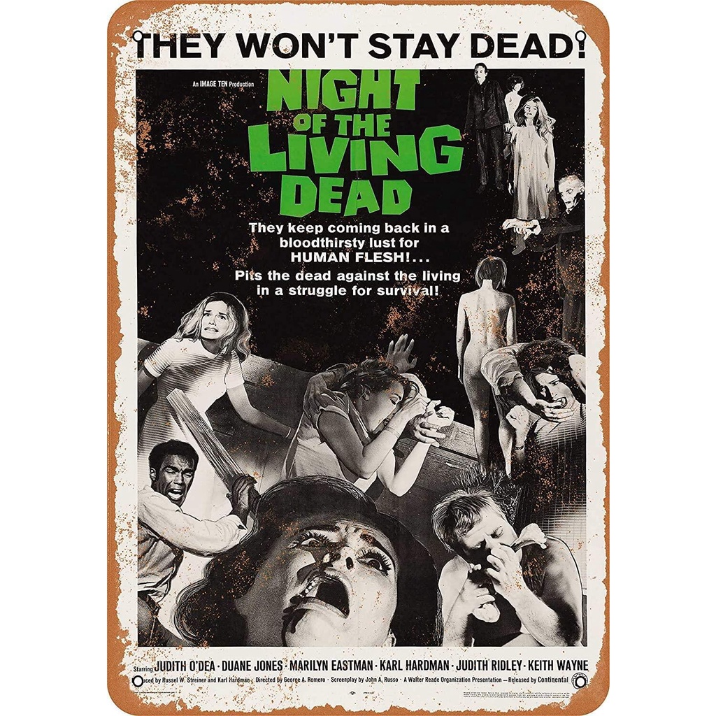 ป้ายโลหะดีบุก Night of The Living Dead สไตล์วินเทจ เรโทร สําหรับตกแต่ง