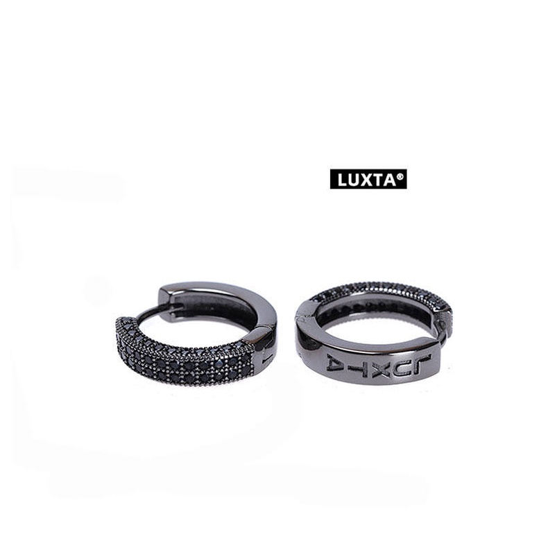 Original S925 Silver Black Earrings Men's Hip Hop Micro Rhinestone Electroplated Black Gold High Sense Personalized Earrings 069M