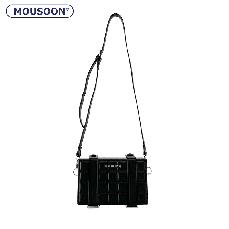 Mousoon กระเป๋าสะพายข้างผู้ชายผู้หญิงระดับไฮเอนด์ ins rhombus ช็อกโกแลตบล็อกกล่องกระเป๋า